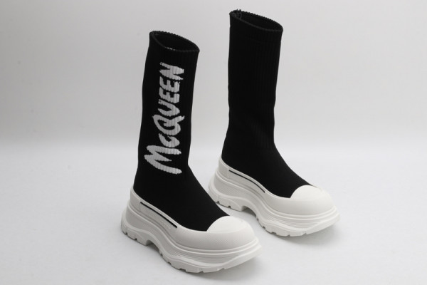 ale*d*r M*Q*en graffiti knit tread slick boot