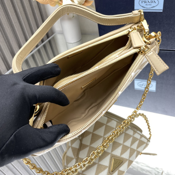 Pra*a triangular sequined pouch-26*16*13cm