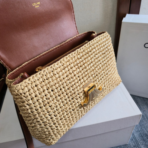 Ce**e teen nino bag in raffia and calfskin - 20.5 x 13 x 8cm